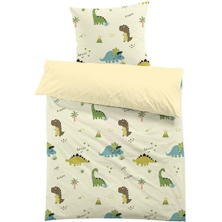 MUSOLEI Dinosaurier Bettwäsche 135x200cm Jungen Kinder 3D-Druck Cartoon Dino Bettwäsche Kinderbettwäsche Mikrofaser-Polyester Bettbezug 135x200 mit 1 Kissenbezug 80x80cm