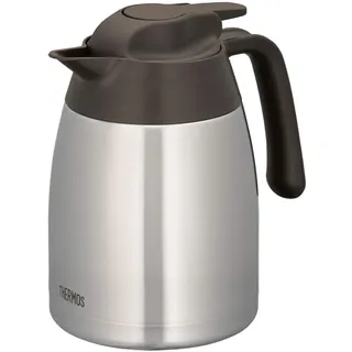 Thermos THV 1,00l, steel, Thermoskanne 1l aus Edelstahl, 12 h heiß / 24 h kalt, absolut dicht, große Öffnung, Kaffeekanne, Teekanne, spülmaschinenfest, zerlegbarer Deckel, absolut dicht für unterwegs
