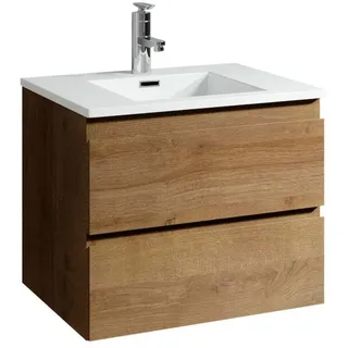 Badezimmer Badmöbel Set Angela 60cm - Eiche - Unterschrank Schrank Waschbecken W