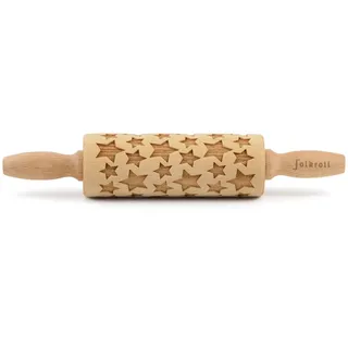 Folkroll Motiv-Teigrolle , Naturfarben , Holz , Buche , 4.5x4.5x23 cm , nachhaltig, nachwachsender Rohstoff , Backen & Backzubehör, Nudelhölzer & Teigschaber
