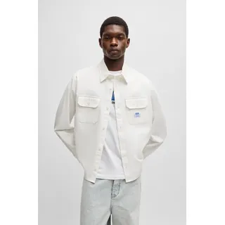 HUGO Blue Langarmhemd »Ekynone« mit Brusttaschen, weiß