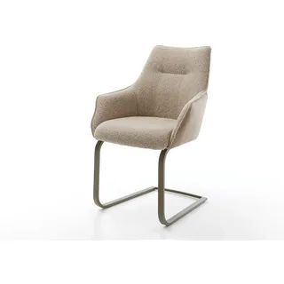 DeLife Freischwinger Alja-Flex mit Armlehnen Materialmix Schlamm Freischwinger flach Effektfinish Titan Taschenfederkern