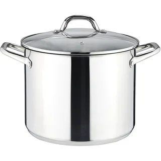 Linnuo Topf 10l mit Glasdeckel, Edelstahltopf, Griff nicht heiß | Topf Induktion geeignet, Stabiler Boden für alle Herdearten | Kochtopf groß, als Suppentopf Kartoffeltopf Nudeltopf | Cooking Pot
