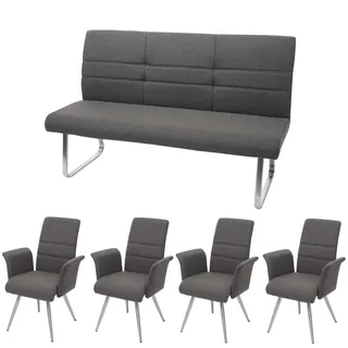 Mendler Esszimmerstuhl Stoff grau-braun 4er Set