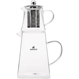 Karaca Giza Glas-Teekanne mit Siebeinsatz (1,5 Liter), Transparente Türkische Teekanne Glas, Turkish Tea Pot, Caydanlik, Türkischer Teebereiter für losen Tee und Kräutertee