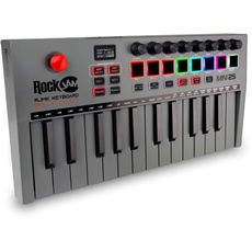 RockJam Go 25 Key USB & Bluetooth MIDI Keyboard Controller With 8 Backlit Drum Pads, 8 Knobs