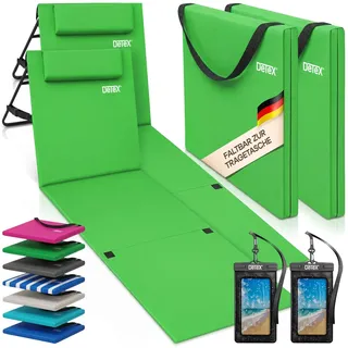 DETEX® Strandmatte mit Rückenlehne, gepolstert, faltbar, 2er-Set, Grün - Grün