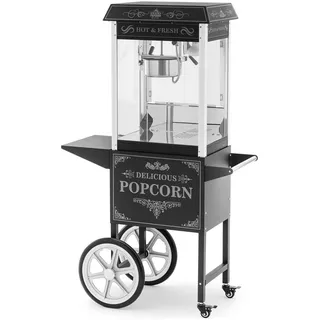 Royal Catering Popcornmaschine mit Wagen Retro-Design 150 / 180 °C schwarz Popcornmaker Automat, Fun Kitchen, Schwarz