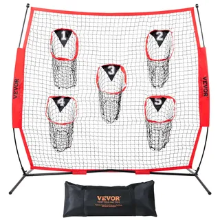 Vevor 186,5 x 1083 x 190 cm Fußballtrainer-Wurfnetz, Trainings-Wurfziel-Übungsnetz mit 5 Zieltaschen, Knotenloses Netz, inkl. Bogenrahmen & Tragbarer Tragetasche, Verbessert die QB-Wurfgenauigkeit