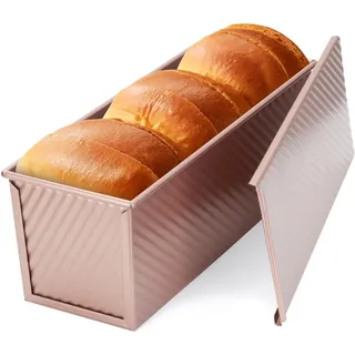 VINATO Brotbackformen Toast Brot (32x12x11,5 cm) Großausführung für 1000 g Teig aus Kohlenstoffstahl mit antihaftbeschichtetem Deckel - Ideal für Toast und Brotbacken