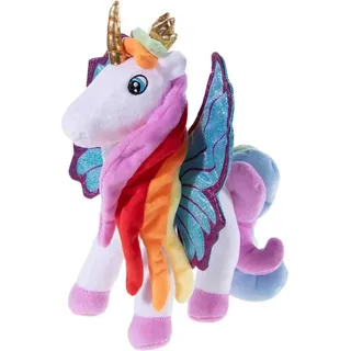 HEUNEC 608771 - Galupy Einhorn Lilly, weiß-regenbogenfarbig, 25cm, Plüsch