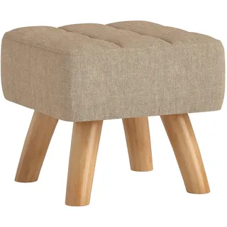 Homcom Fusshocker Hocker Moderner Sitzhocker mit Leinenoptik, Holzbeine, Braun , Kunststoff , 27x26x27 cm , Wohnzimmer, Sessel, Hocker & Hockerbänke, Sitzhocker