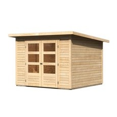 Karibu Holz-Gartenhaus Sitten Natur Pultdach Unbehandelt 242 cm x 242 cm