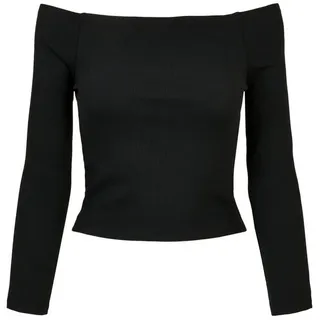 URBAN CLASSICS Ladies Off Shoulder Rib Longsleeve - Schwarz, XXL