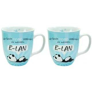 Hope & Gloria Tasse mit Motiv Panda E-LAN | Kaffeetasse, Porzellan, 40 cl | Tasse mit Spruch, Geschenk lustig, Geburtstag | 45672 (Packung mit 2)
