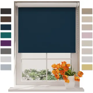 DTCH® Verdunkelungsrollo, blau, 240 x 190 cm | Für Fenster, 100% verdunkelnd, Wand- oder Deckenmontage, Klemmfix separat erhältlich, Breiten bis 240 cm, kindersicher