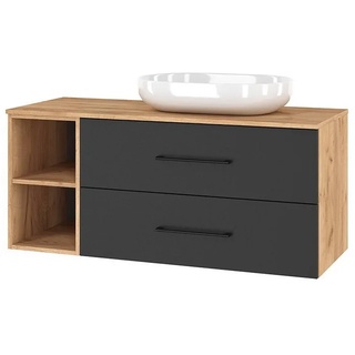 Planetmöbel Waschtischunterschrank LUX 120 cm Gold Eiche/Anthrazit OHNE Waschbecken