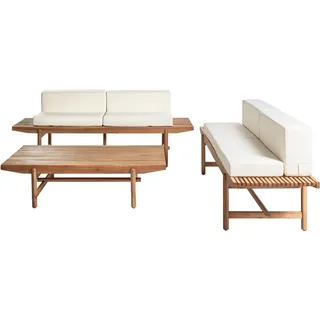 Beliani Lounge-Set, Hellbraun, Weiß Holz, Loungemöbel Loungemöbel-Sets