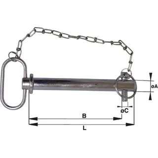 Protempo trekkerpen met ketting en splitspen 25 x 160 x 185 x 10 mm