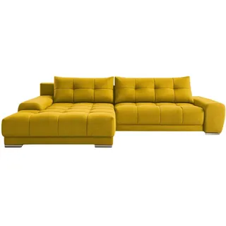Kaiser Möbel Ecksofa Wave Mit Schlaffunktion, Stoff Soro, Gelb Links , Holz , 281x105 cm , Wohnzimmer, Sofas & Couches, Wohnlandschaften, Ecksofas