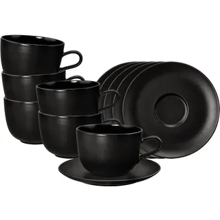 SELTMANN WEIDEN Milchkaffeetasse mit Untertasse 0,4 l Schwarz 6 St.
