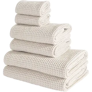 Handtuch Set "Tabina, Duschtücher, Handtücher, Gästetücher, Premium 500 gr/m2", almond, 6, Waffelpiqué, Waffelpiqué, Obermaterial: 100% Baumwolle, LEGER HOME BY LENA GERCKE, Handtuch-Sets, Handtuch Set, Premium Handtücher, 100% Baumwolle, weich, 5 Jahre Garantie, Topseller
