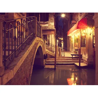 Papermoon Fototapete »VENEDIG-CANAL GASSE ALTSTADT RETRO GASSE BLUMEN MAUER« Motiv, bunt