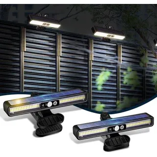 Solar Begrüßungslampen - Set von 2 - Solar Außenlampen mit Bewegungsmelder (1200 mAh, 3 Modi Spot, IP55 Wasserdicht) - Solar Projektionslampe für drahtlose Sicherheitsbeleuchtung für Garten, Garage und Terrasse [] - Schwarz