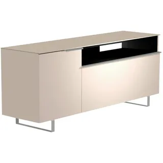 Moderano Lowboard , Alufarben, Sandfarben , Metall , 3 Fächer , 160x66x45 cm , Typenauswahl, Beimöbel erhältlich, stehend, Abdeckplatte aus Glas , Wohnzimmer, TV Möbel, Lowboards, Lowboards stehend