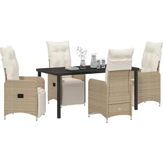 vidaXL Garten Essgruppe mit Kissen 5 pcs Beige Poly Rattan - Beige