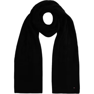 Tommy Hilfiger Damen Schal Flag Fluffy aus Rippstrick, Schwarz (Black), Einheitsgröße