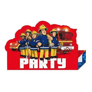 amscan® inladungskarten Feuerwehrmann Sam, 8 Stück, Größe 10,9 x 16 cm