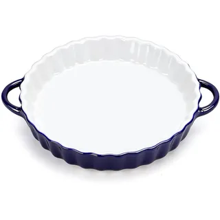 IIRC Tarteform Keramik mit Griffen, 26 x 21 x 5 cm Auflaufform Rund, Backform Keramik für Quiche, Tartes