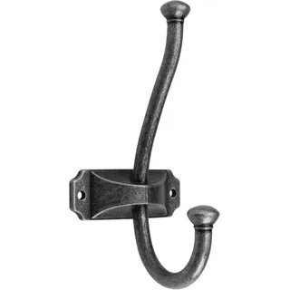 GTV - Doppelhaken Retro Kleiderhaken aus Zinklegierung, Wandhaken im Vintage-Stil, Möbelhaken, Garderobenhaken, Huthaken für Jacken, Mäntel, Handtücher, Accessoires