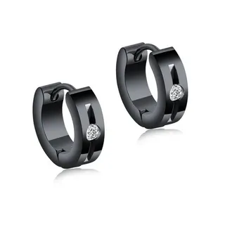 FIRETTI Creolen FIRETT schwarz-weiß Edelstahl mit Zirkonia 13,5mm