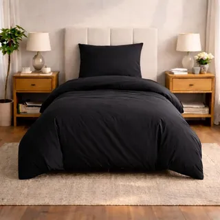 Komfortec Premium Superweiches Bettwäsche Schwarz 155 x 220 cm + 80 x 80 cm