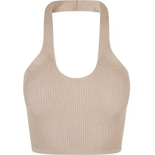URBAN CLASSICS Rib Knit Crossed Neckholder ärmelloses T-Shirt Light Taupe XL
