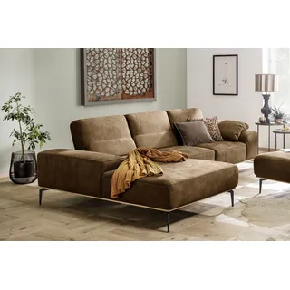 W.Schillig Eckcouch Leder 3-Sitzer Braun