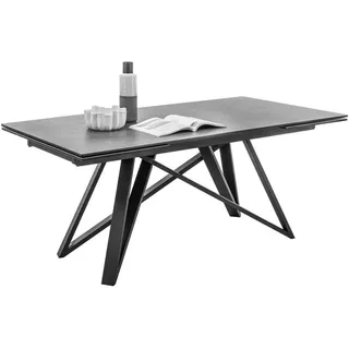 Stolkom Esstisch Anthrazit, schwarz, Metall, Glas, Keramik, rechteckig, eckig, 95x75x180 cm, ausziehbar, Esszimmer, Tische, Esstische, Glastische