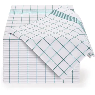 Blumtal 10er Set Premium Geschirrtücher - Hochwertige Geschirrhandtücher, 100% Baumwolle, grün kariert, 50x70cm