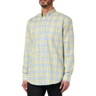 Seidensticker Men's Regular Fit Langarm Hemd Shirt, Gelb, 43