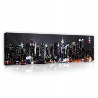 Wallarena Bilder Stadt New York Modern Wohnzimmer Schlafzimmer 145x45 , Holzwerkstoff , Recyclingholz , Abstrakt , Rechteckig , 145x45 cm , FSC 100% , 3D-Effekt , Bilder & Rahmen, Bilder, Leinwandbilder