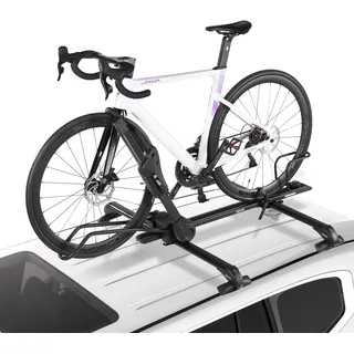 VEVOR Dachfahrradträger 15 kg Tragkraft, klappbarer Fahrraddachträger mit sicherem Verriegelungssystem für die meisten Standard-Querträger, aufrechter Autodachträger für SUV Auto, Schwarz