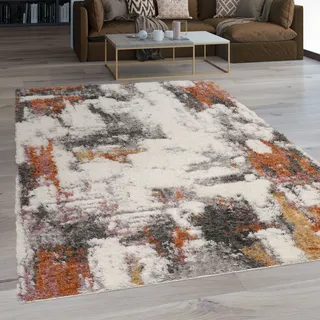 Paco Home Hochflor Teppich Wohnzimmer Esszimmer Shaggy Vintage Abstraktes Muster 120x160 cm, bunt 2