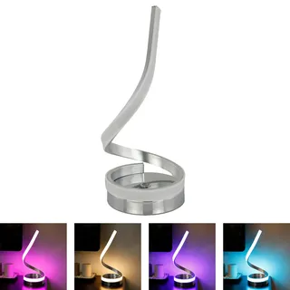 REV Tischlampe SNAKE - Akku Tischleuchte kabellos, RGB Touch Lampe dimmbar, wiederaufladbar, modernes Aluminium-Gehäuse, silber