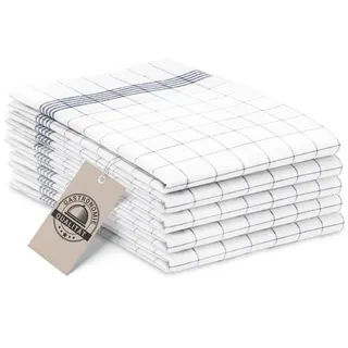 ZOLLNER 5er Set Geschirrtücher Baumwolle in 50x70 cm - super saugstarke und langlebige Küchentücher - waschbar bis 95°C – in grau weiß kariert - Gastronomiequalität - Oeko Tex® Zertifiziert