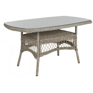 Brafab Kamomill Gartenesstisch Geflecht/Glas Beige 135x80 cm