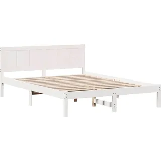 vidaXL Bettgestell Weiß 140 x 200 cm Massivholz Kiefer - Weiß
