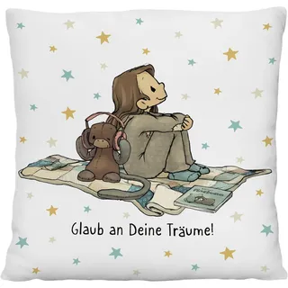 Sheepworld Plüschkissen Anouk | Kuschelkissen mit Wendemotiv, 25 cm x 25 cm, mit Loop zum Aufhängen | Geschenk für Kinder, Jungen, Mädchen, Weihnachten, Geburtstag | 73949