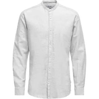 Only & Sons Herren Freizeit Hemd ONSCAIDEN SOLID - Slim Fit XS S M L XL XXL, Größe:L, Farbe:White 22019173